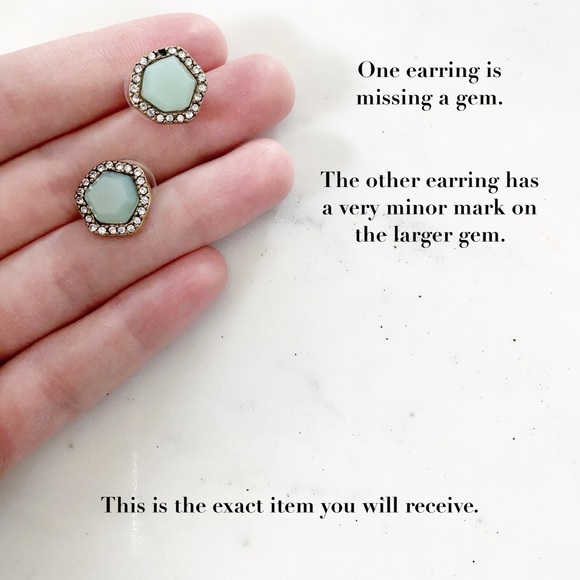🆑 "Rachel" Earrings || Mint / Light Blue Pavé - Picture 5 of 7